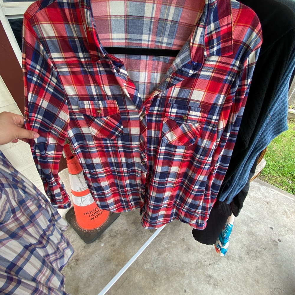 Kids Plaid Shirt - Red and Blue